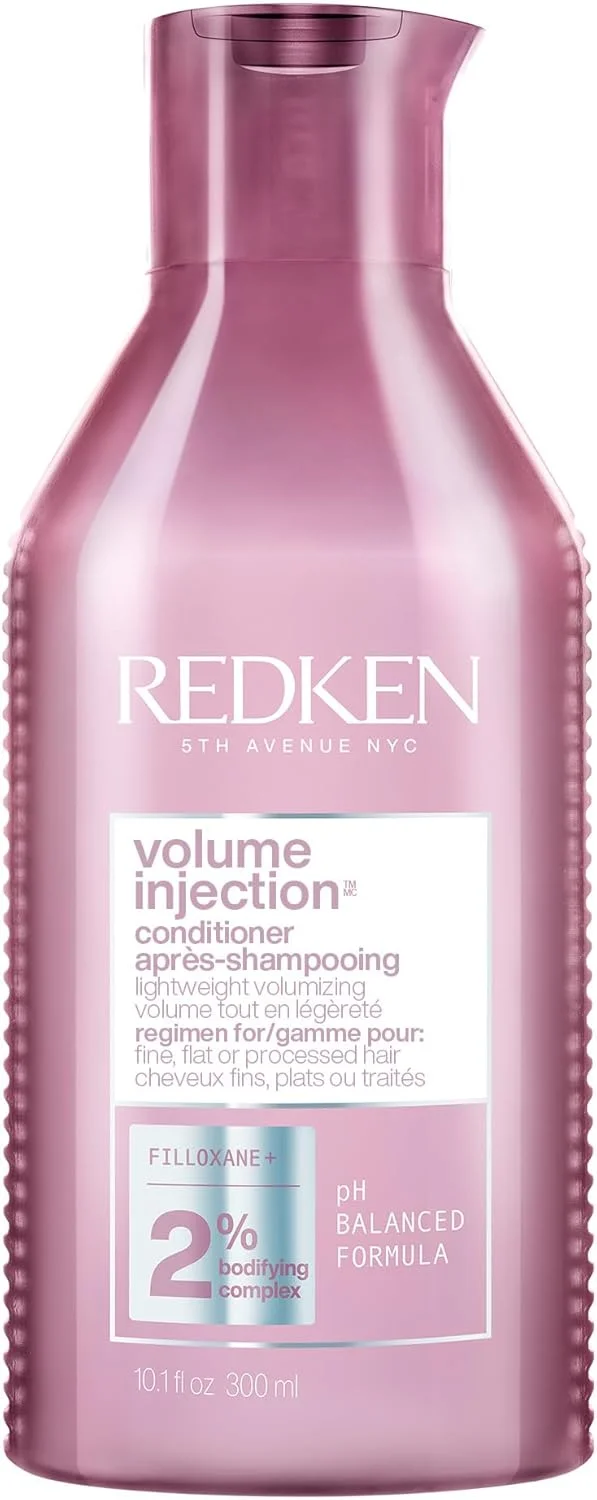 نرم کننده حجم دهنده مو رِدکِن Volume Injection، نرم کننده سبک برای موهای نازک، گره باز می کند و به موهای صاف حجم و حالت می دهد، بافتی نرم و درخشان، فاقد پارابن، 300 میلی لیتر