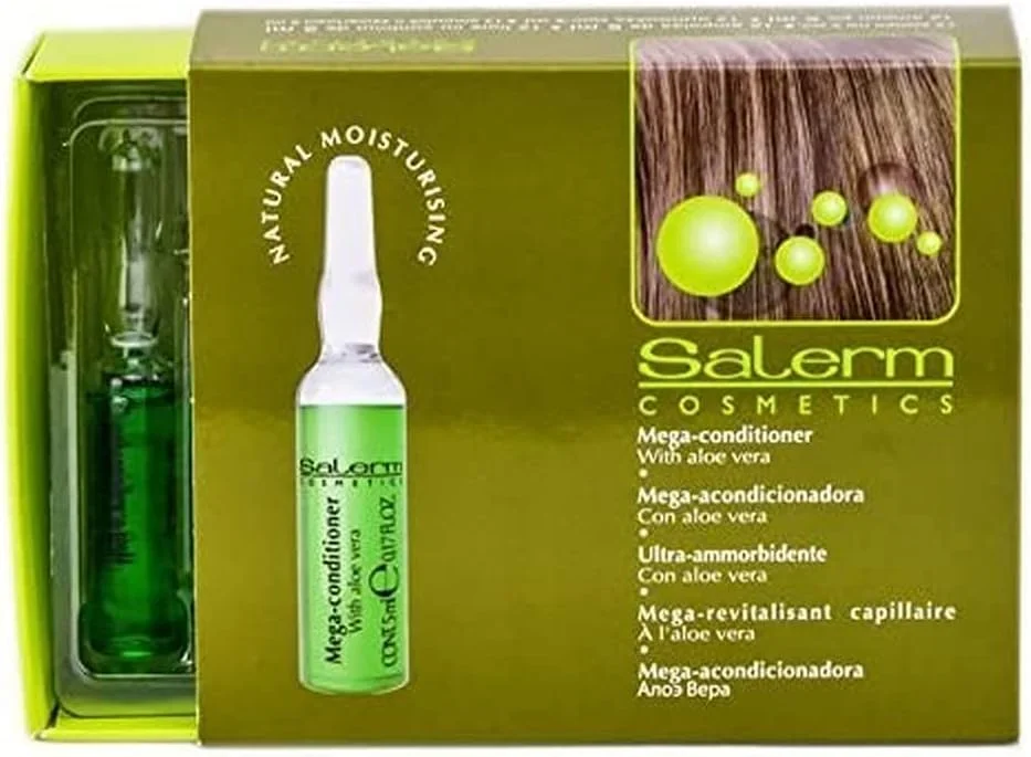 نرم کننده مگا Salerm Cosmetics برای درمان مرطوب کننده موهای طبیعی - 12 ویال x 5 میلی لیتر توسط Salerm