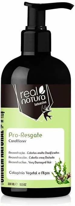 نرم کننده مو بدون نمک Real Natura Pro-Resgate - ترمیم و تقویت موهای آسیب دیده - فرمول نرم کننده و مرطوب کننده - غنی شده با مواد طبیعی - 300 میلی لیتر