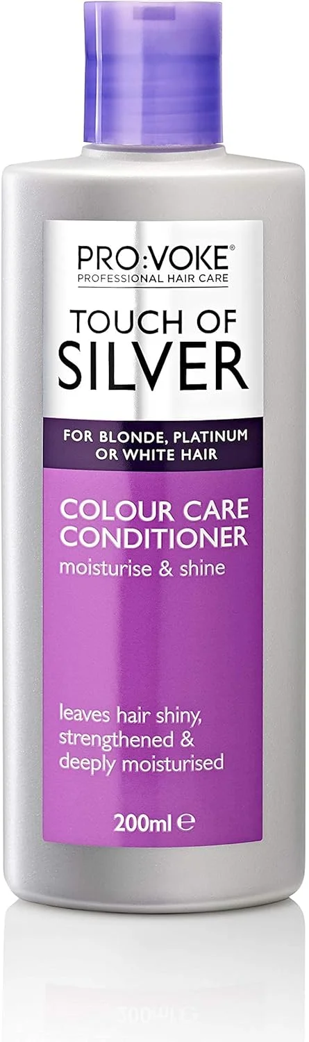 نرم کننده مو پرووک تاچ آف سیلور کالر کر 200 میلی لیتر، حفظ رطوبت عمیق، ابریشمی و نرم موهای رنگ شده، کمک به از بین بردن رنگ های زرد و نارنجی، اصلاح رنگدانه ها برای حفظ رنگ موی سالنی