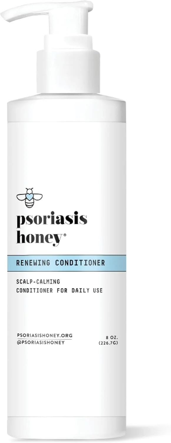 نرم کننده تجدید کننده عسل پسوریازیس برای زنان و مردان، نرم کننده مو بدون سولفات برای تسکین پوست سر خشک و خارش دار و تغذیه عمیق انواع مو، حاوی روغن آرگان، روغن نارگیل و ویتامین E (240 میلی لیتر)