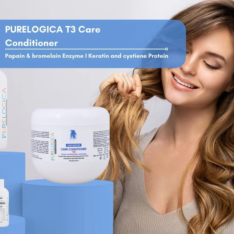 نرم کننده موی سر پیورلوجیکا T3 مناسب موهای معمولی تا خشک، آسیب دیده و رنگ شده، مناسب انواع مو، قابل استفاده بعد از آنزیم تراپی مو، مناسب برای موهای پروتئین، بوتاکس یا کراتین شده - 150 میلی لیتر