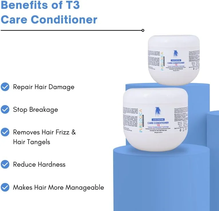 نرم کننده موی سر پیورلوجیکا T3 مناسب موهای معمولی تا خشک، آسیب دیده و رنگ شده، مناسب انواع مو، قابل استفاده بعد از آنزیم تراپی مو، مناسب برای موهای پروتئین، بوتاکس یا کراتین شده - 150 میلی لیتر