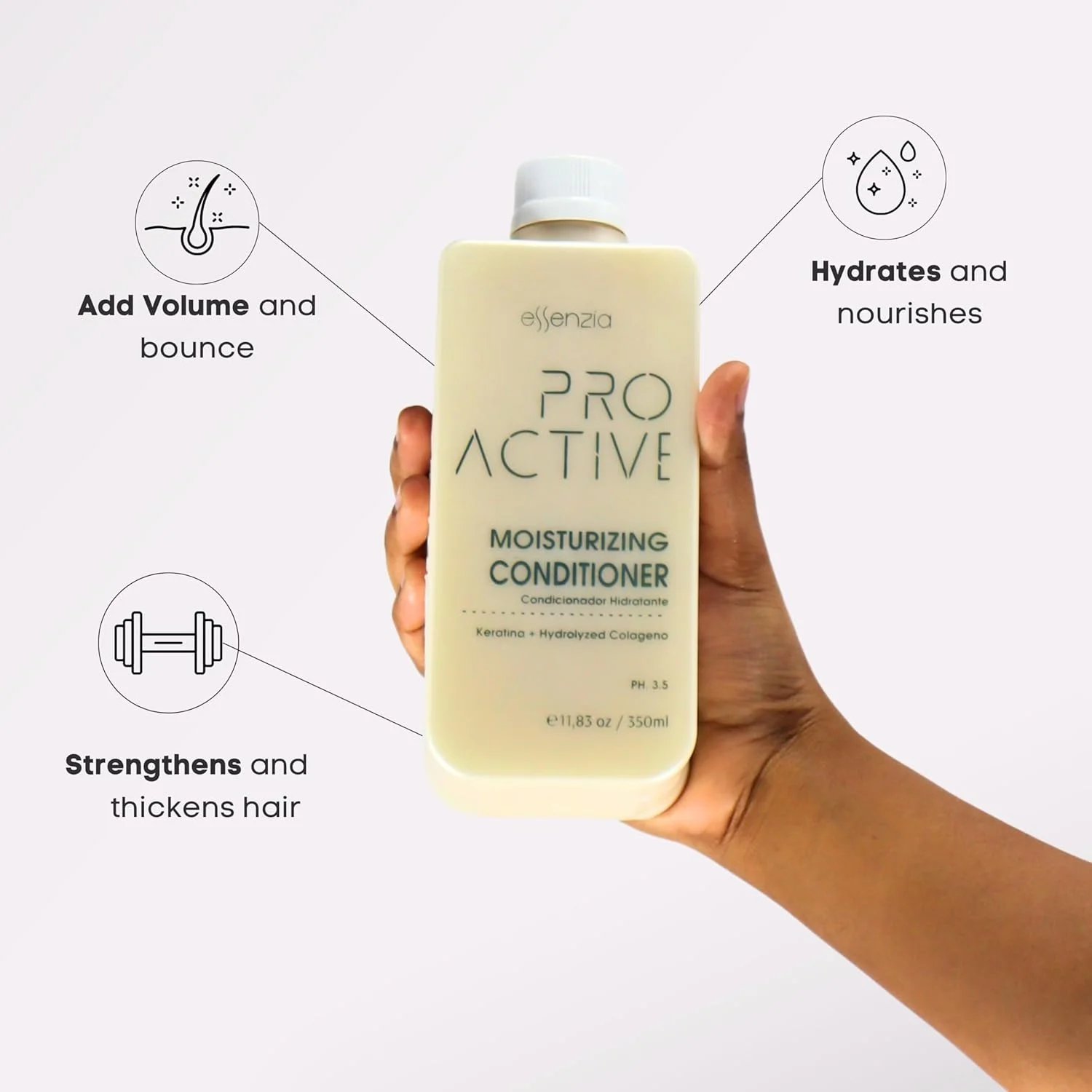 نرم کننده نانوپلاستی مرطوب کننده برزیلی حرفه ای پرو اکتیو (350 میلی لیتر) - ترمیم موهای آسیب دیده در سالن | آبرسانی، تغذیه و نرم کنندگی عمقی موهای آسیب دیده | بدون SLS | بدون پارابن