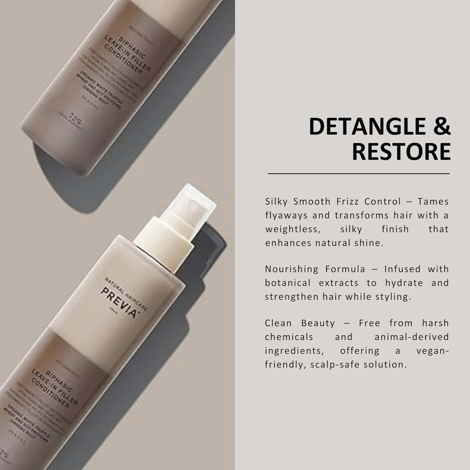 اسپری نرم کننده و آبرسان موی سر پریویا حاوی عصاره ترافل سفید - درمان دو فازی بازسازی کننده و ضد گره برای موهای آسیب دیده، خشک و شکننده - از بین برنده وز، افزایش درخشندگی و کنترل الکتریسیته ساکن