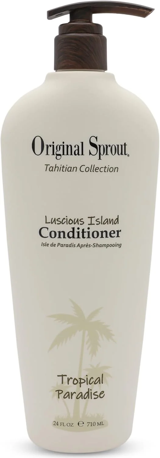 نرم کننده مو اورجینال اسپراوت Luscious Island برای انواع موها از جمله موهای رنگ شده، آسیب دیده و خشک، نرم کننده آبرسان و مرطوب کننده با روغن مونگونگو، وگان، بدون سولفات، 710 میلی لیتر