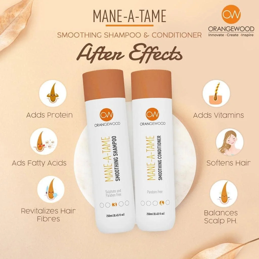 نرم کننده صاف کننده مو اورنج وود Mane-A-Tame، احیا کننده با پروتئین، ویتامین ها و تغذیه عمیق، بدون سولفات و پارابن، نرم کننده مغذی مو برای آقایان و بانوان، 250 میلی لیتر، 1 عدد