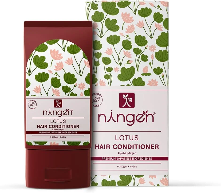 نرم کننده مو نیینگن لوتوس | غنی شده با عصاره های جوجوبا و آرگان | تست شده توسط متخصص پوست، بدون پارابن | تغذیه کننده و صاف کننده مو، تقویت کننده رشد | 100 گرم، مشکی