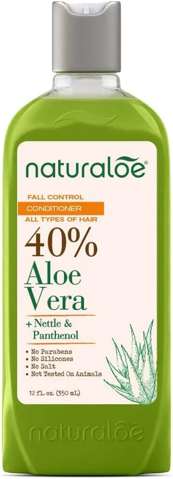 نچرالoe - نرم کننده کنترل ریزش مو - فرمول 100% گیاهی غنی شده با 40% ژل آلوئه ورا، سازگار با محیط زیست، بدون تست حیوانی، بدون پارابن، بدون سیلیکون - 12 fl oz