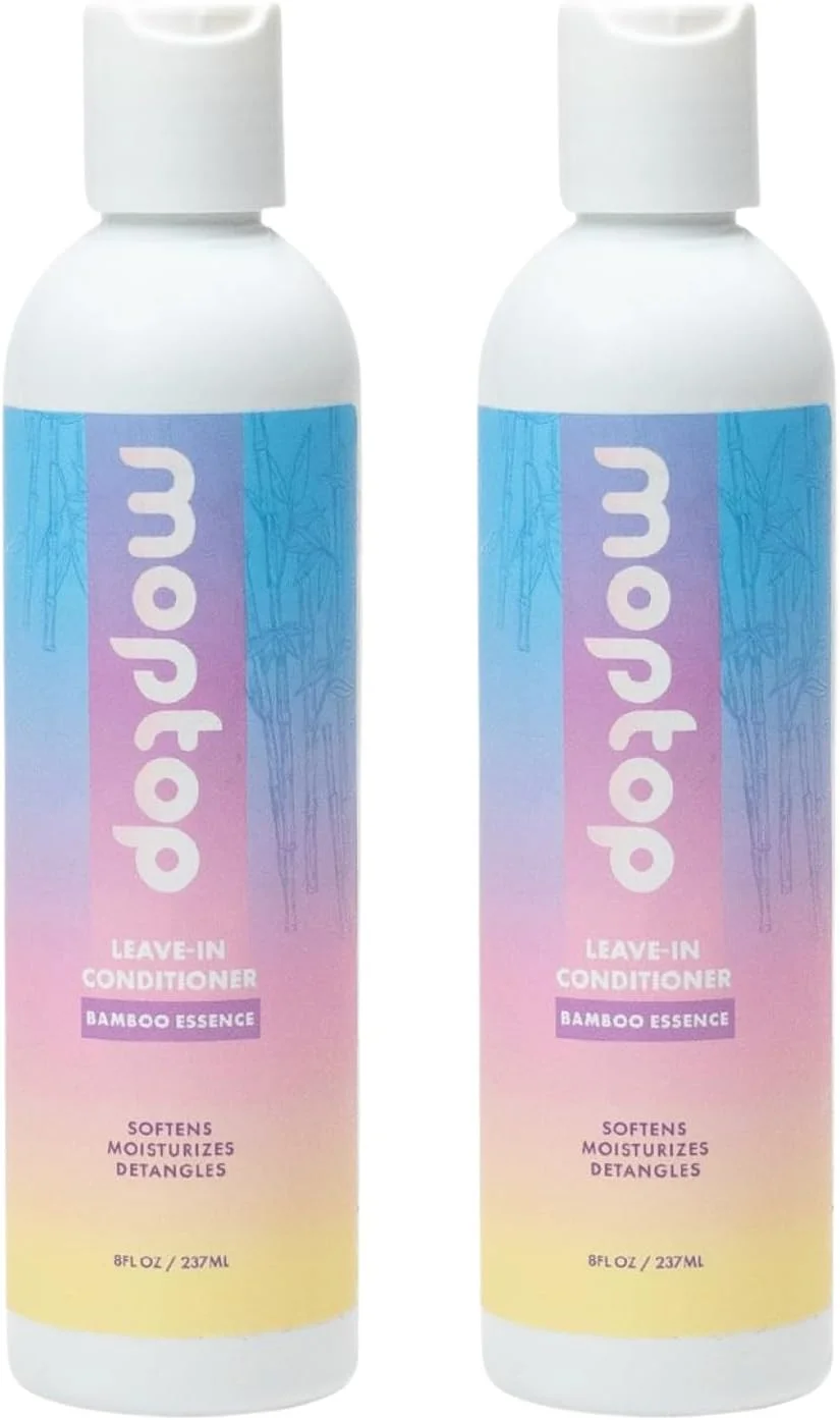 نرم کننده موی سر بدون نیاز به آبکشی MopTop برای موهای فر - مرطوب کننده مو برای نرم کردن، مرطوب کردن و آبرسانی، ضد وز برای انواع بافت ها و مدل های فر، نرم کننده مو بدون سولفات و پارابن (عصاره بامبو، 2 عددی)