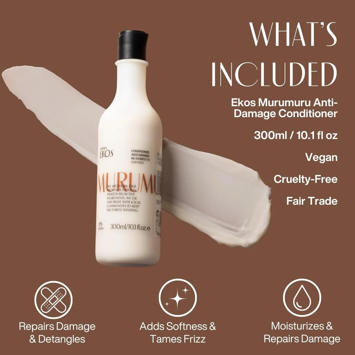 نرم کننده ترمیم کننده موهای آسیب دیده ناتورا اکوس مورومورو - مناسب موهای آسیب دیده، خشک و شکننده - به طور موثر موها را ترمیم و باز می کند - 100% گیاهی - بدون تست حیوانی - 300 میلی لیتر