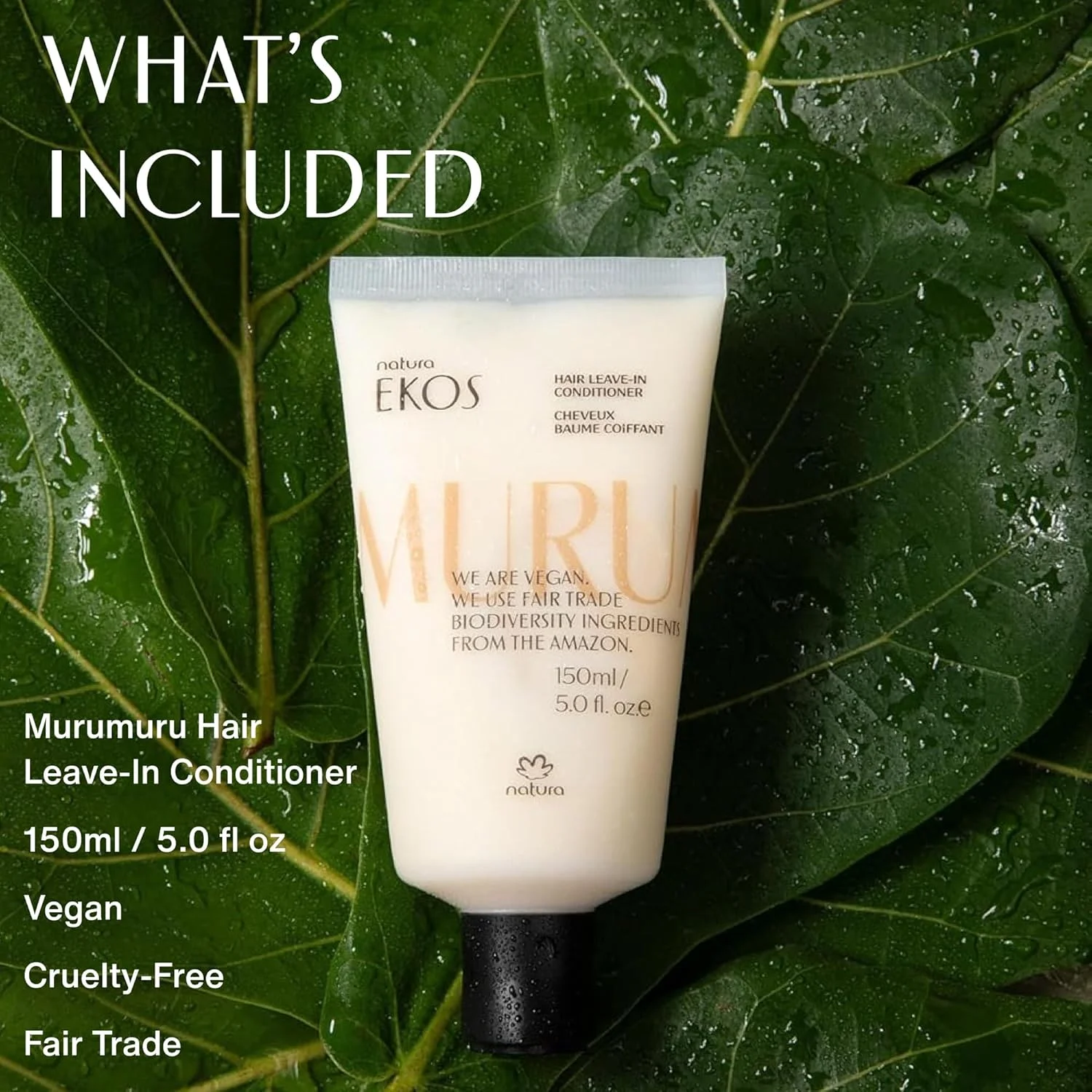 ناتورا - نرم کننده موی سر بدون نیاز به آبکشی اکوس مورومورو - بدون نیاز به آبکشی - ضد وز ۲۴ ساعته - حالت دهی آسان تر - باز کننده گره مو - ترمیم کننده موخوره - 100% وگان - بدون تست حیوانی - 150 میلی لیتر