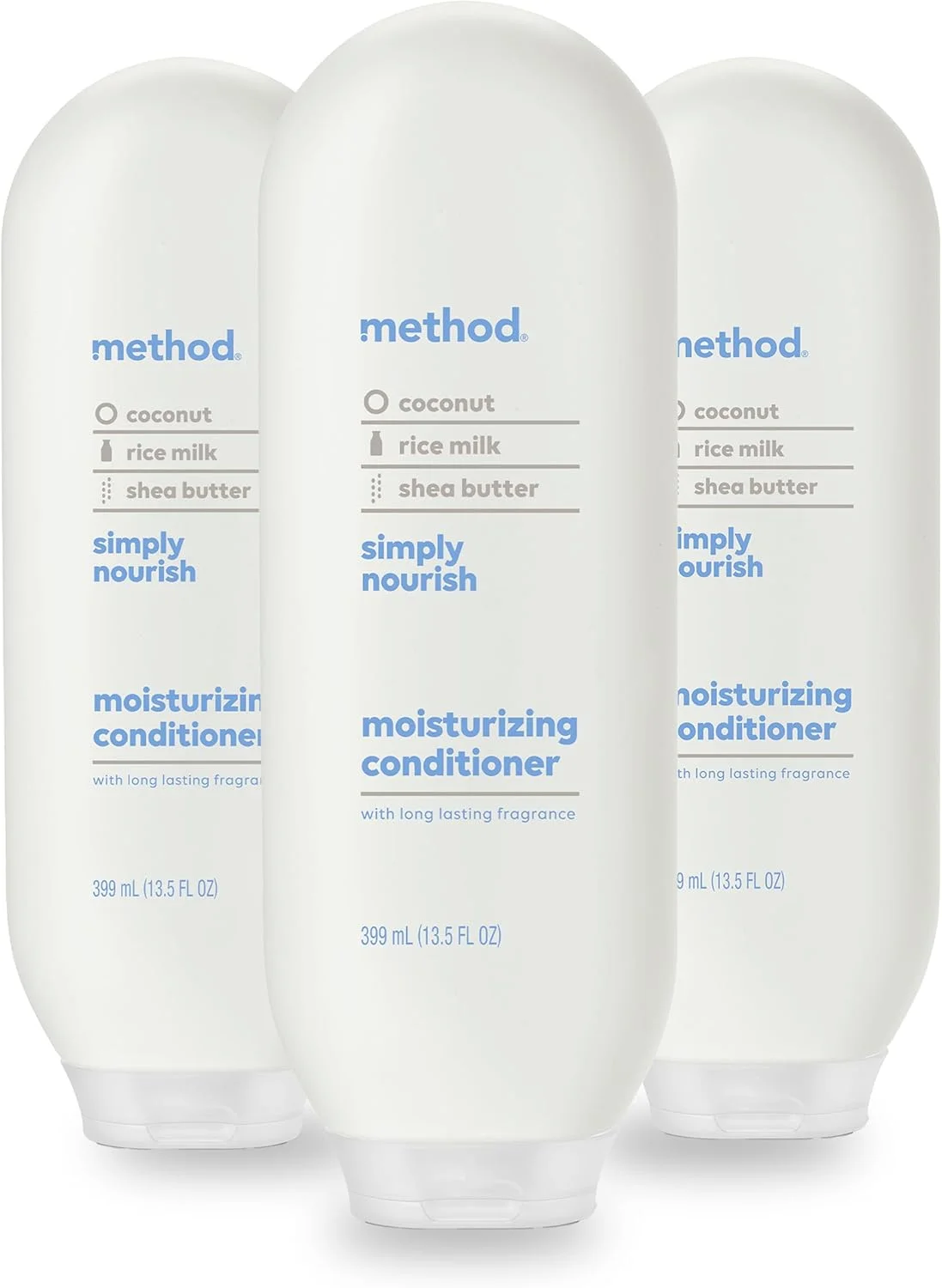 نرم کننده مرطوب کننده مو Method، تغذیه کننده با رایحه شی باتر، نارگیل و شیر برنج، بدون پارابن و سولفات، 400 میلی لیتر (بسته 3 عددی)