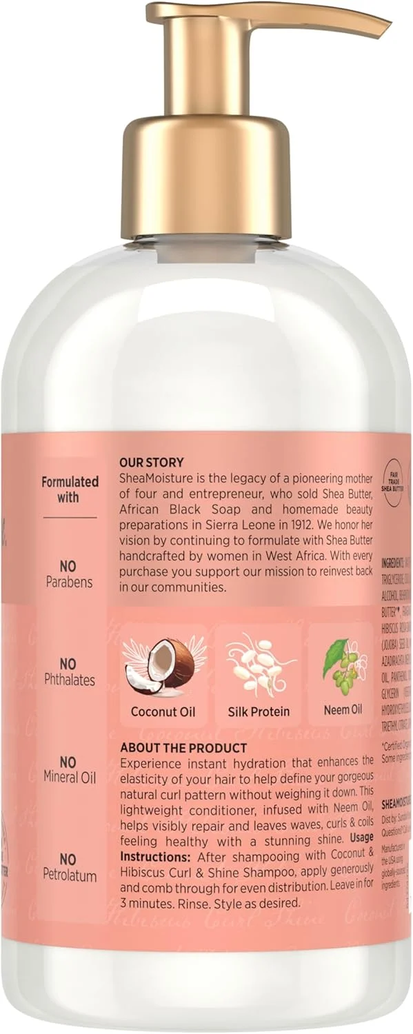 نرم کننده مو شی مویسچر نارگیل و گل بامیه مناسب انواع مو، ۳۸۴ میلی لیتر