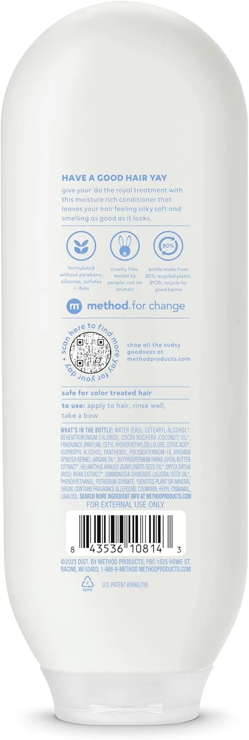 نرم کننده مرطوب کننده مو Method، تغذیه کننده با رایحه شی باتر، نارگیل و شیر برنج، بدون پارابن و سولفات، 400 میلی لیتر