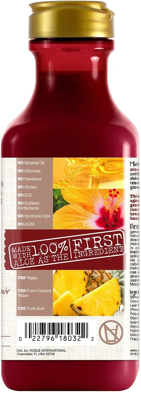 نرم کننده موی سر ماوی مویسچر او جی ایکس، تقویت کننده و ضد شکستگی + آبرسان آگاو برای موهای رنگ شده یا آسیب دیده شیمیایی، وگان، بدون سیلیکون، بدون پارابن، بدون سولفات، حاوی گل بامیه، 384 میلی لیتر