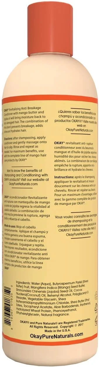 نرم کننده ضد شکستگی مو انبه اوکی | مناسب برای انواع مو | احیا کننده - ترمیم کننده - بازگرداننده رطوبت | حاوی آلوئه ورا، جوجوبا و روغن نارگیل | فاقد پارابن، سیلیکون و سولفات | 355 میلی لیتر
