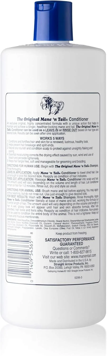 نرم کننده موی اورجینال و مرطوب کننده Mane 'n Tail Straight Arrow مناسب برای آقایان و بانوان - 946 میلی لیتر