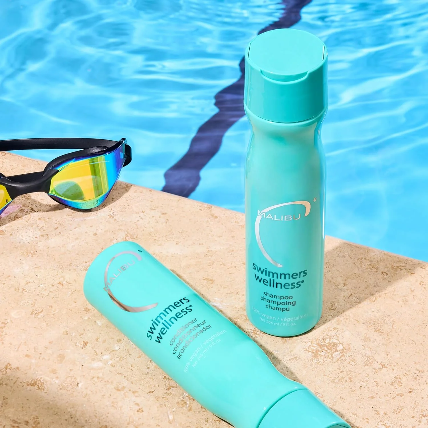 نرم کننده موهای خشک و شکننده Malibu C Swimmers Wellness، مخصوص شناگران، حاوی پروتئین های تقویت کننده، 266 میلی لیتر