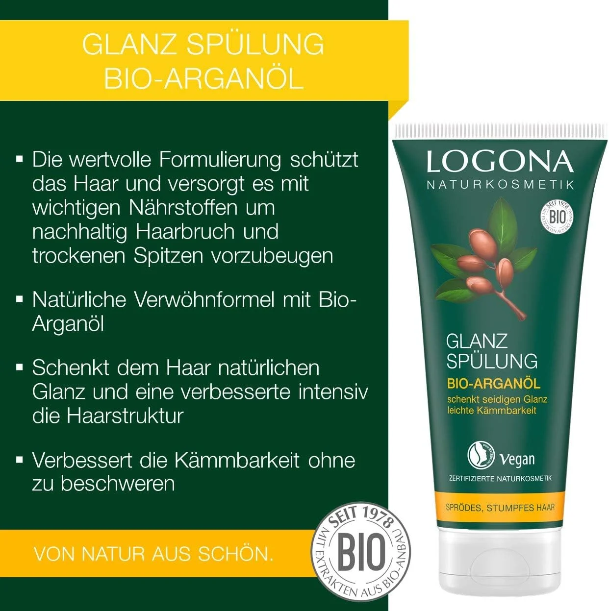 نرم کننده براق کننده مو حاوی روغن آرگان ارگانیک لوگونا ناتورکازمتیک