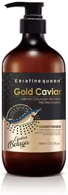 مجموعه مراقبت موی کراتین گلد خاویار شامل شامپو، نرم کننده، ماسک مو و سرم/روغن مو. (مجموعه کامل (4 تکه))