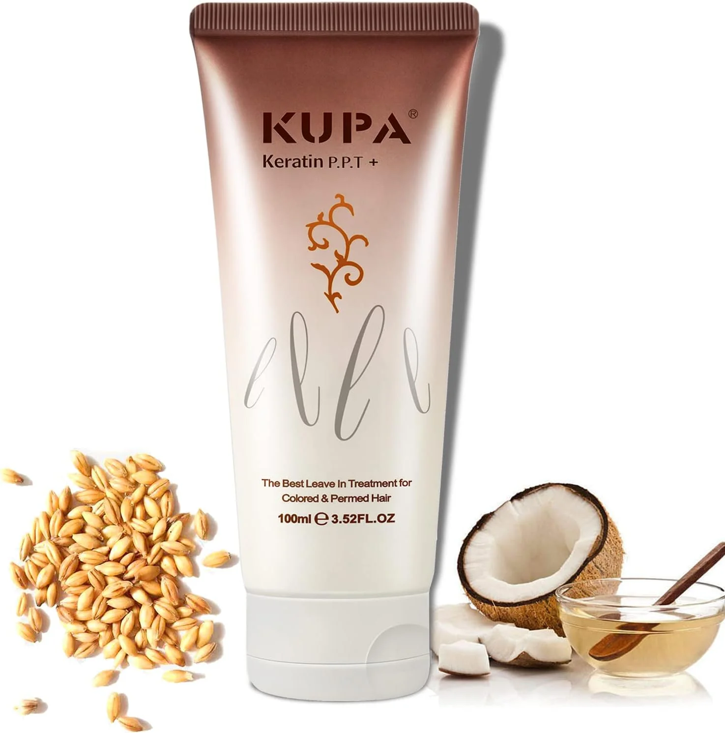 نرم کننده مو کراتین پروتئین بدون نیاز به آبکشی برای موهای خشک و آسیب دیده، کرم مرطوب کننده محافظت از حرارت PPT، نرم کننده ترمیم کننده عمیق و ایمن برای رنگ مو غنی شده با روغن نارگیل و آمینو اسید گندم