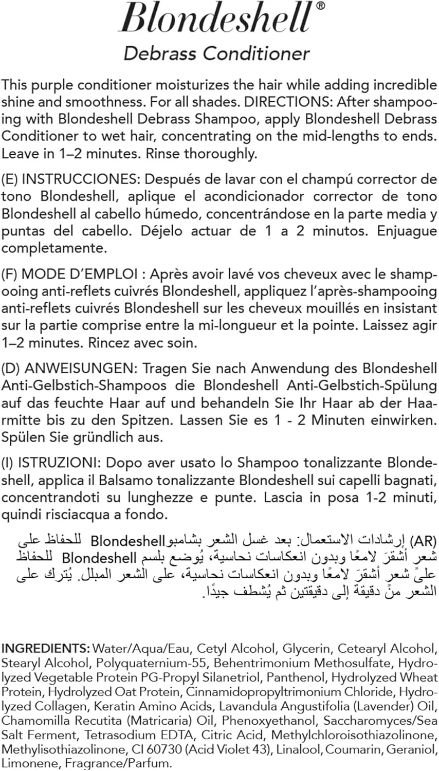 نرم کننده ضد زردی و روشن کننده موهای بلوند کراتین کمپلکس Blondeshell، ۱۰۰۰ میلی لیتر