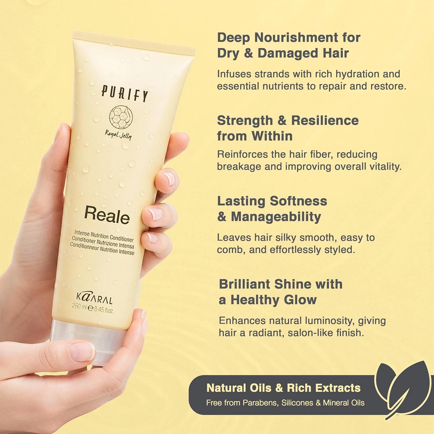 نرم کننده تغذیه کننده قوی مو کارال مدل Purify Reale حجم 250 میلی لیتر