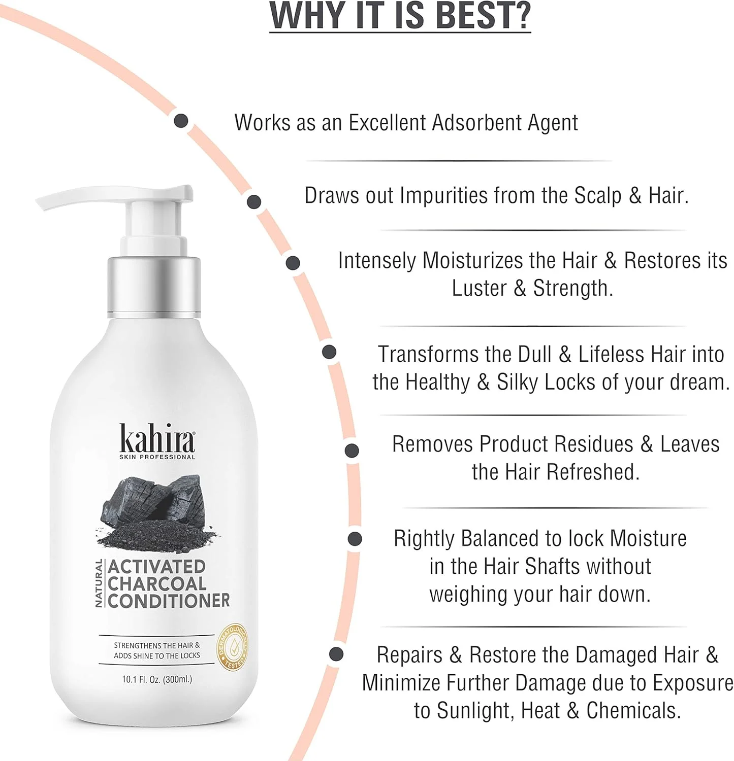 نرم کننده مو زغالی فعال Kahira، افزایش درخشندگی || مناسب موهای آسیب دیده، خشک و وز || رشد مو و کنترل ریزش مو || فاقد سولفات و پارابن