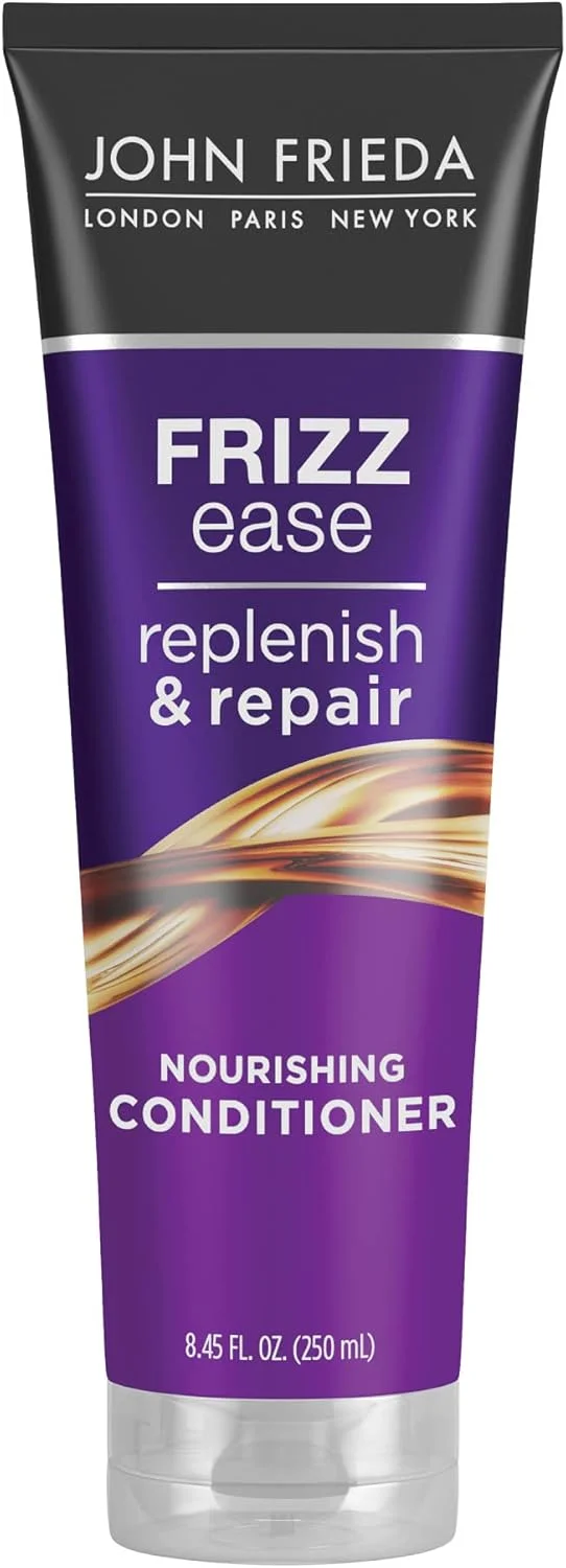 نرم کننده ضد وز جان فریدا، ترمیم کننده و احیا کننده، حاوی روغن آرگان و روغن نارگیل برای موهای آسیب دیده و وز، نرم کننده بدون پارابن و بدون تست حیوانی برای موهای خشک و وز، بطری 250 میلی لیتری