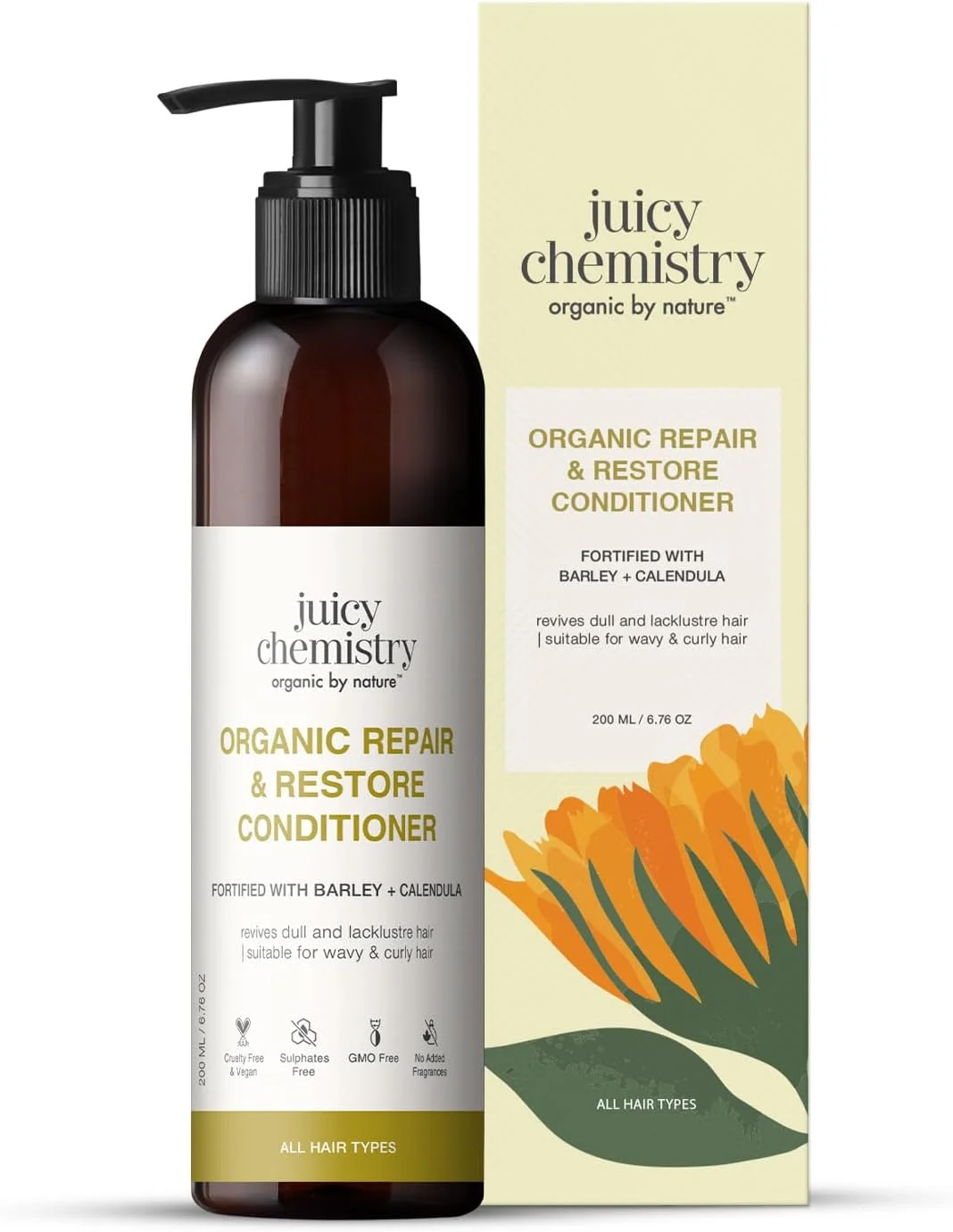 نرم کننده مو Juicy Chemistry، 200 میلی لیتر (بسته 1 عددی) | مناسب موهای خشک، کدر، کم آب و آسیب دیده | قدرت نرم کنندگی فوق العاده برای موهایی قوی تر، نرم تر و پرپشت تر