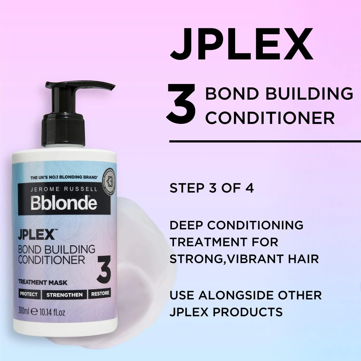 نرم کننده ترمیم کننده پیوند مو ژروم راسل بلوند JPlex، ۳۰۰ میلی لیتر