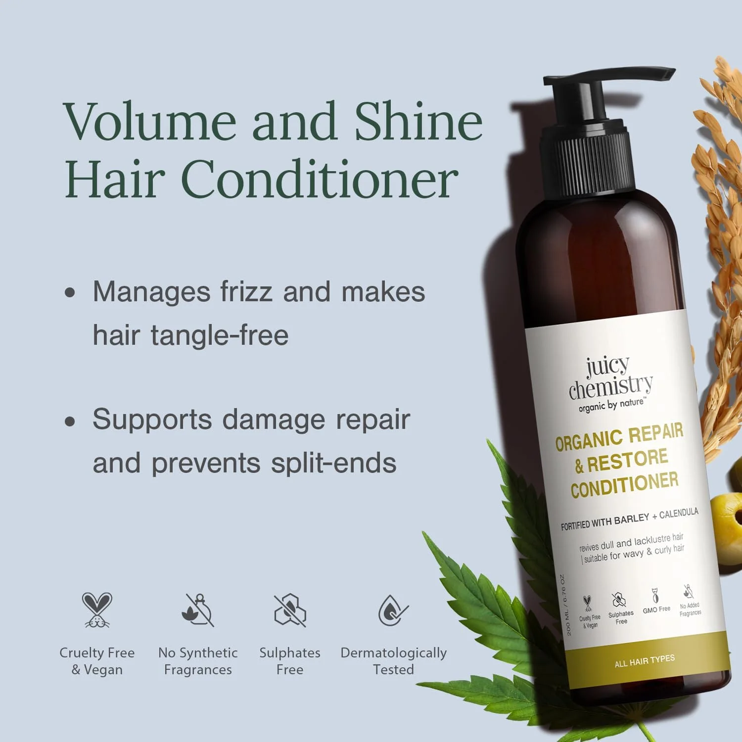 نرم کننده مو Juicy Chemistry، 200 میلی لیتر (بسته 1 عددی) | مناسب موهای خشک، کدر، کم آب و آسیب دیده | قدرت نرم کنندگی فوق العاده برای موهایی قوی تر، نرم تر و پرپشت تر