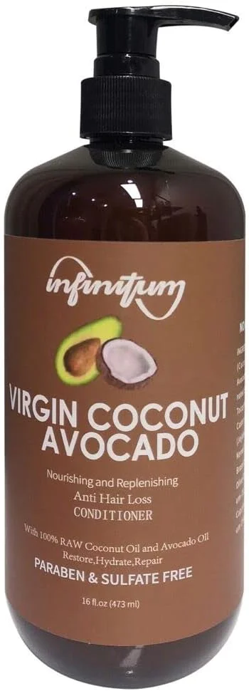 نرم کننده نارگیل و آووکادو بکر INFINITUM - مغذی برای موهای خشک و آسیب دیده، ضد ریزش مو. ۴۷۳ میلی لیتر. فاقد پارابن و سولفات