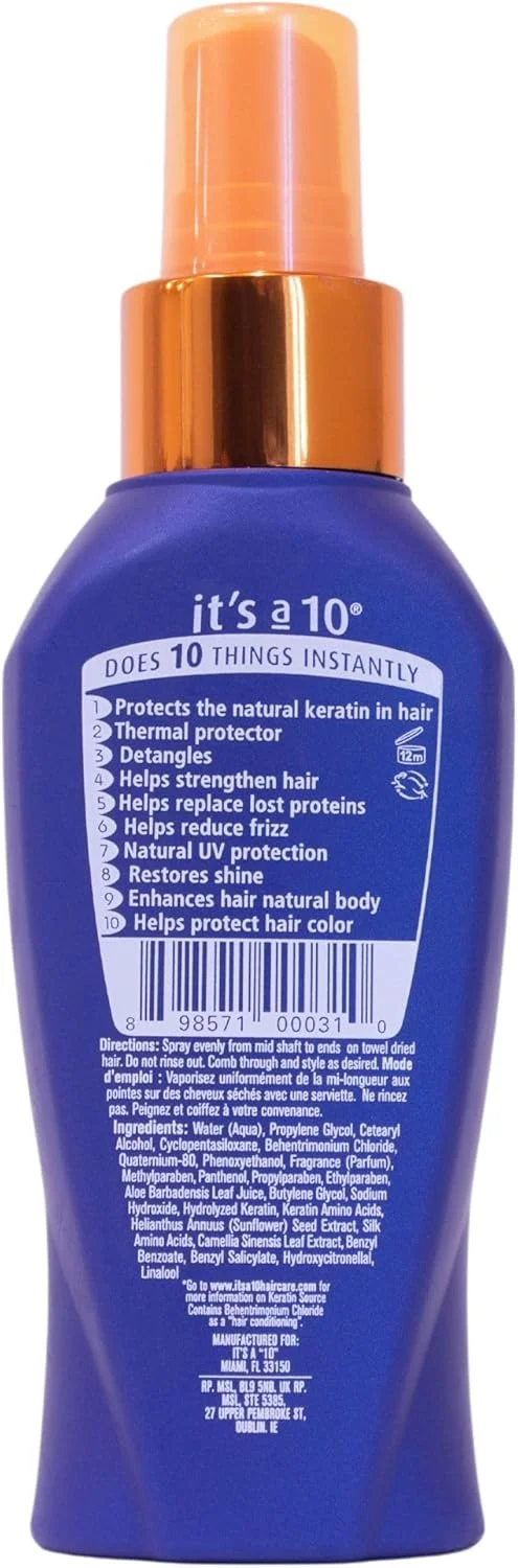 محصول نرم کننده و ترمیم کننده مو ایتس اِ 10 مدل Miracle Leave-In Plus Keratin، حجم 118 میلی لیتر