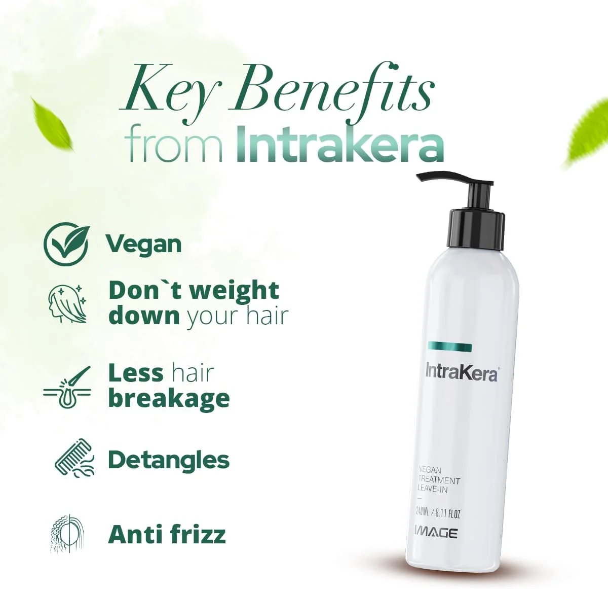 نرم کننده مو بدون نیاز به آبکشی اینتراکِرا IMAGE مناسب انواع مو، ۹۴۶ میلی لیتر - باز کننده گره مو برای موهای خشک یا آسیب دیده - درمان عمیق آبرسان مو برای زنان - ضد وز