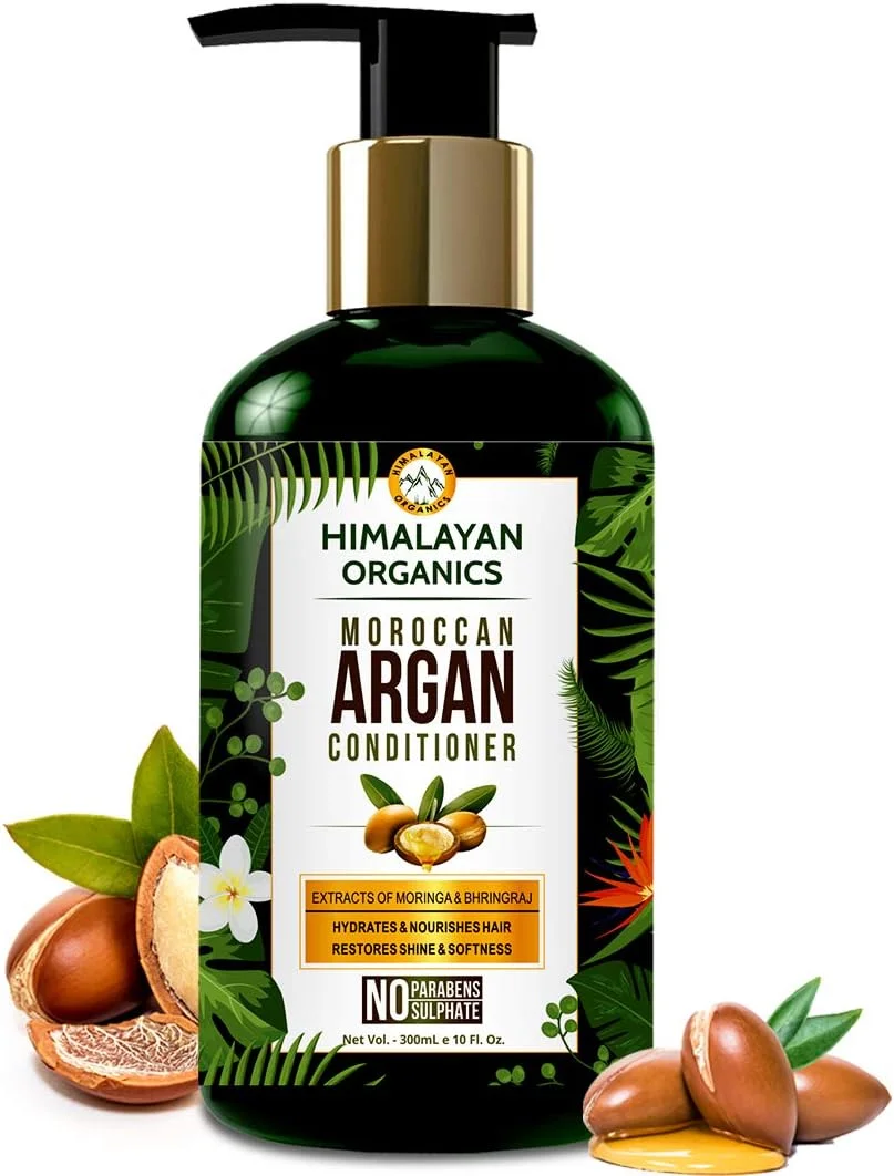 نرم کننده روغن آرگان مراکشی هیمالین ارگانیکس با عصاره های مورینگا و برینگراج | بدون پارابن و سولفات | آبرسان و مغذی موهای صاف | تقویت رشد سالم مو - 300 میلی لیتر