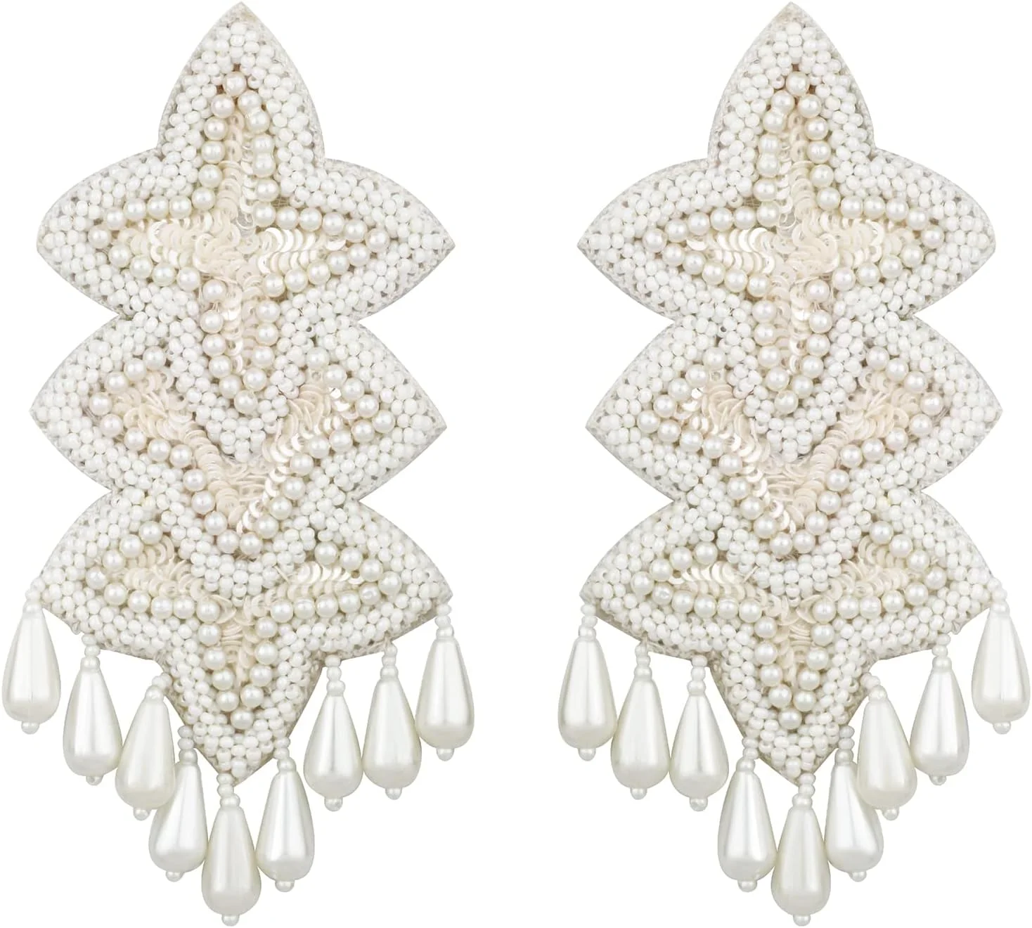 گوشواره های آویز دست ساز بالیوودی سنتی هندی آهلی با میناکاری آبی، مزین به نگین های کوندا و مروارید