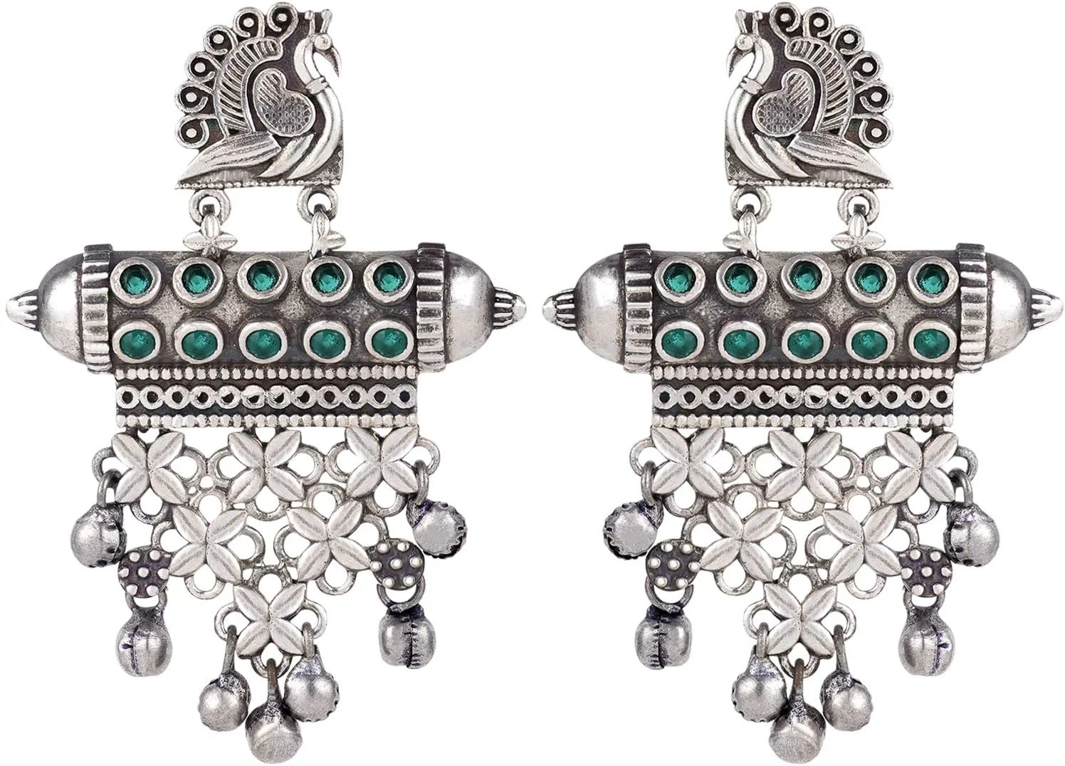آویز گوشواره ای طرح طاووس قومی اهلی، جواهرات قبیله ای اکسید شده هندی برای زنان و دختران نوجوان