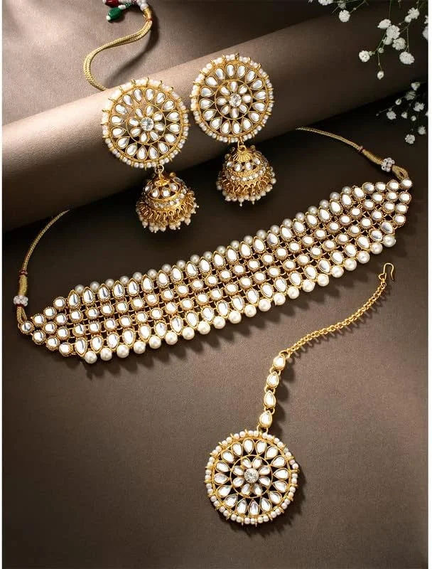 آهلی گردنبند و گوشواره های کندان مصنوعی سنتی قومیتی جواهرات مد مهمانی عروسی هندی برای زنان آهلی گردنبند و گوشواره های کندان مصنوعی سنتی قومیتی جواهرات مد مهمانی عروسی هندی برای زنان