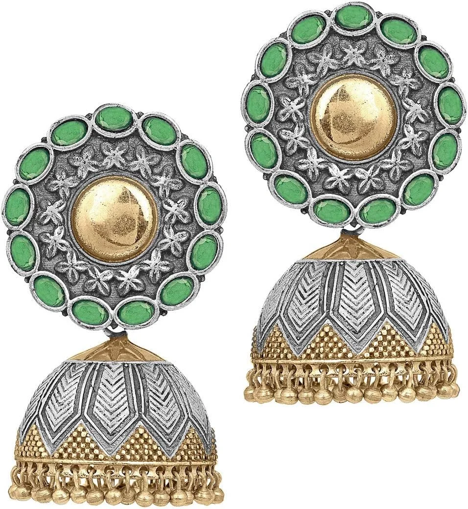 گوشواره های جومکی هندی اکسید شده طرح بوهو Aheli، طرح طاووس قومی، جواهرات مد بالیوود برای زنان و دختران