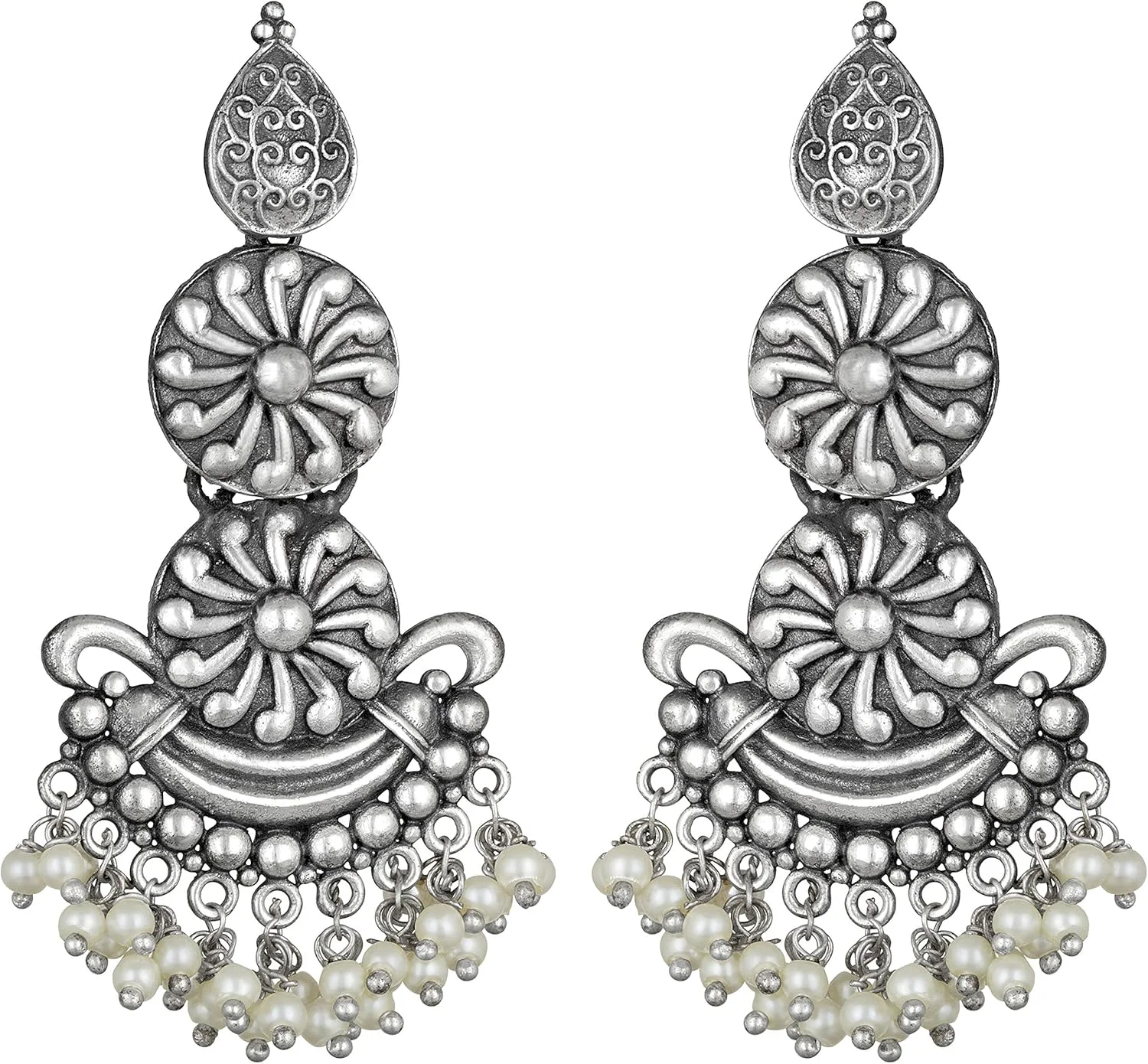 آهلی گوشواره های آویز قبیله ای بوهمی اکسید شده، جواهرات مد قومی هندی بالیوودی بوهمیان برای زنان