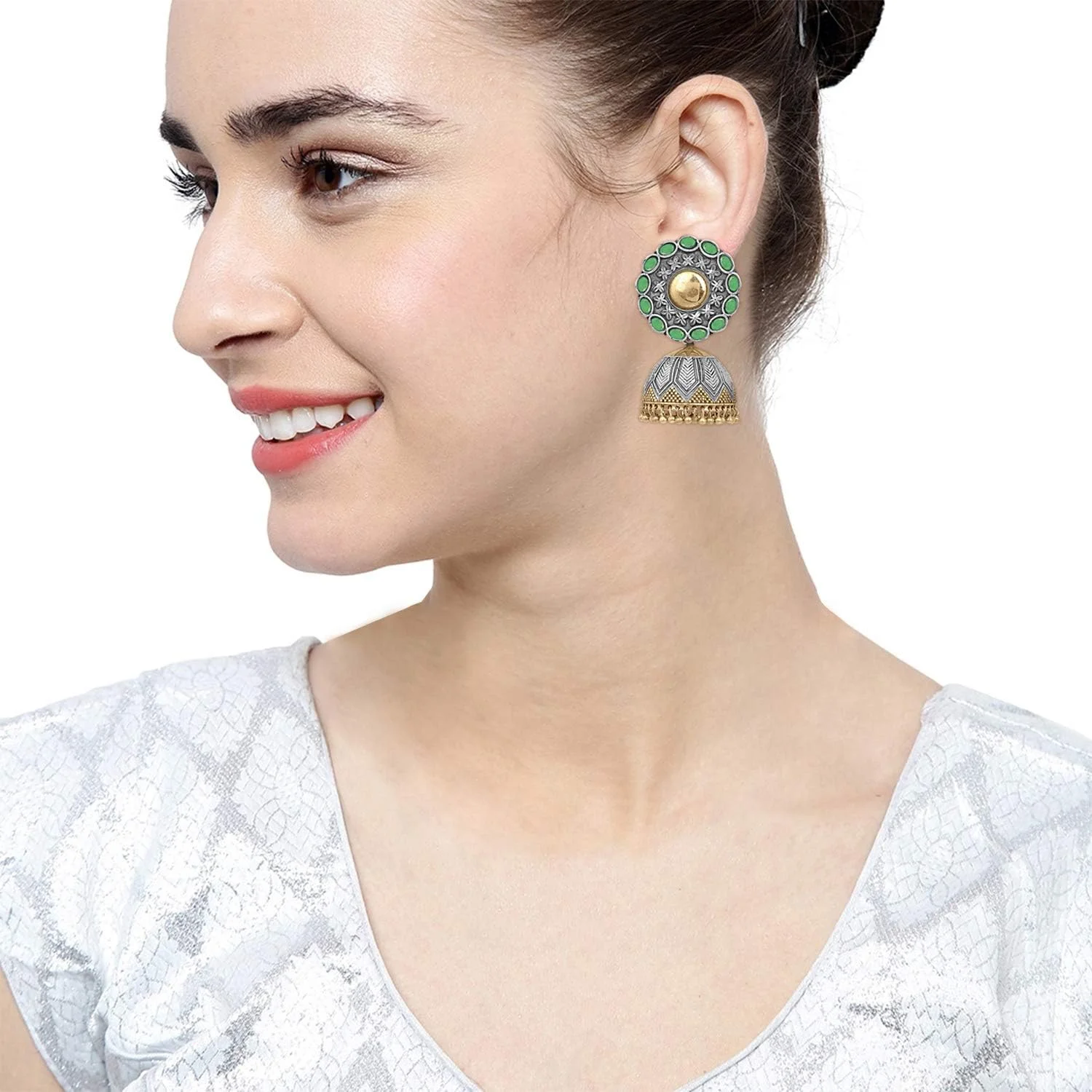 گوشواره های جومکی هندی اکسید شده طرح بوهو Aheli، طرح طاووس قومی، جواهرات مد بالیوود برای زنان و دختران گوشواره های جومکی هندی اکسید شده طرح بوهو Aheli، طرح طاووس قومی، جواهرات مد بالیوود برای زنان و دختران