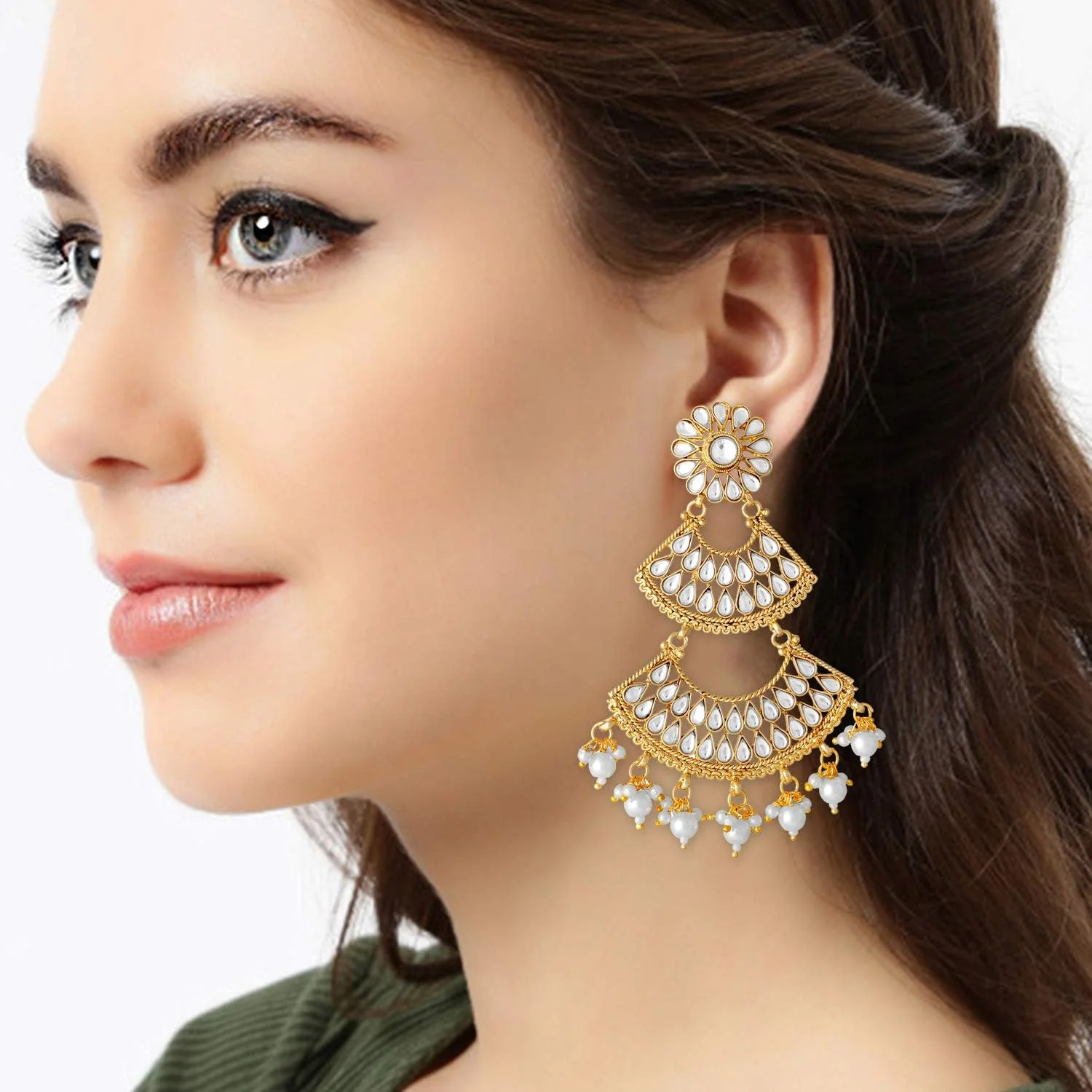 آویز گوشواره ای هندی سنتی آهلی، جواهری قومیتی، جشن بالیوودی، هدیه عروسی برای زنان آویز گوشواره ای هندی سنتی آهلی، جواهری قومیتی، جشن بالیوودی، هدیه عروسی برای زنان