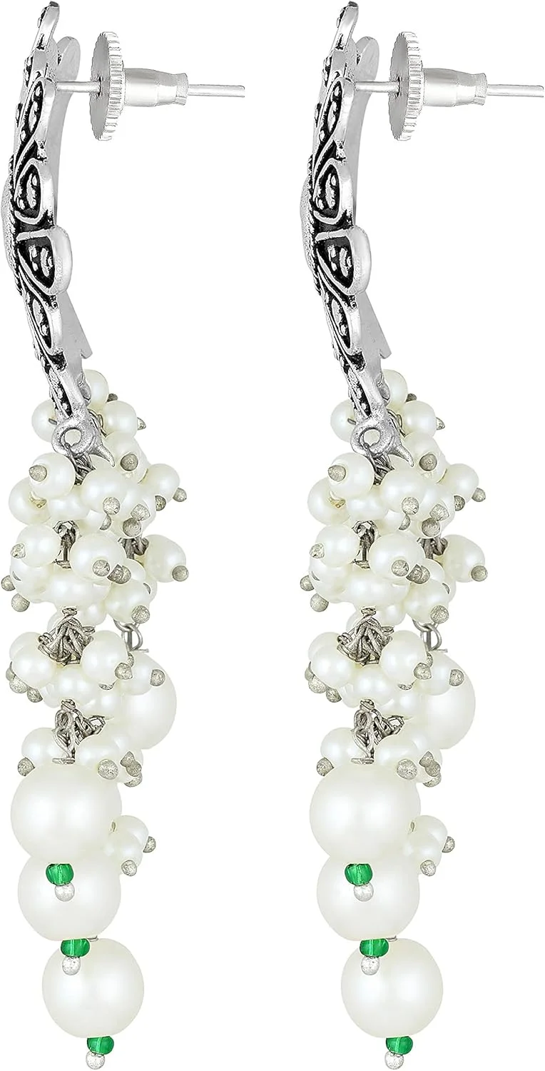 آویز گوشواره آویز دار طرح تسال با روکش اکسید شده، جواهرات قومی مد روز هندی برای زنان آویز گوشواره آویز دار طرح تسال با روکش اکسید شده، جواهرات قومی مد روز هندی برای زنان