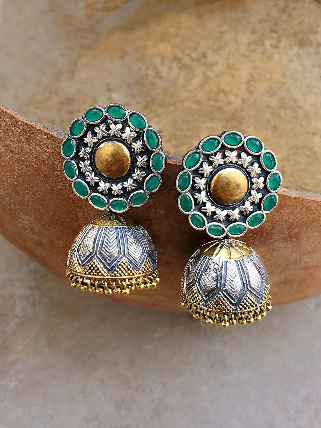 گوشواره های جومکی هندی اکسید شده طرح بوهو Aheli، طرح طاووس قومی، جواهرات مد بالیوود برای زنان و دختران گوشواره های جومکی هندی اکسید شده طرح بوهو Aheli، طرح طاووس قومی، جواهرات مد بالیوود برای زنان و دختران