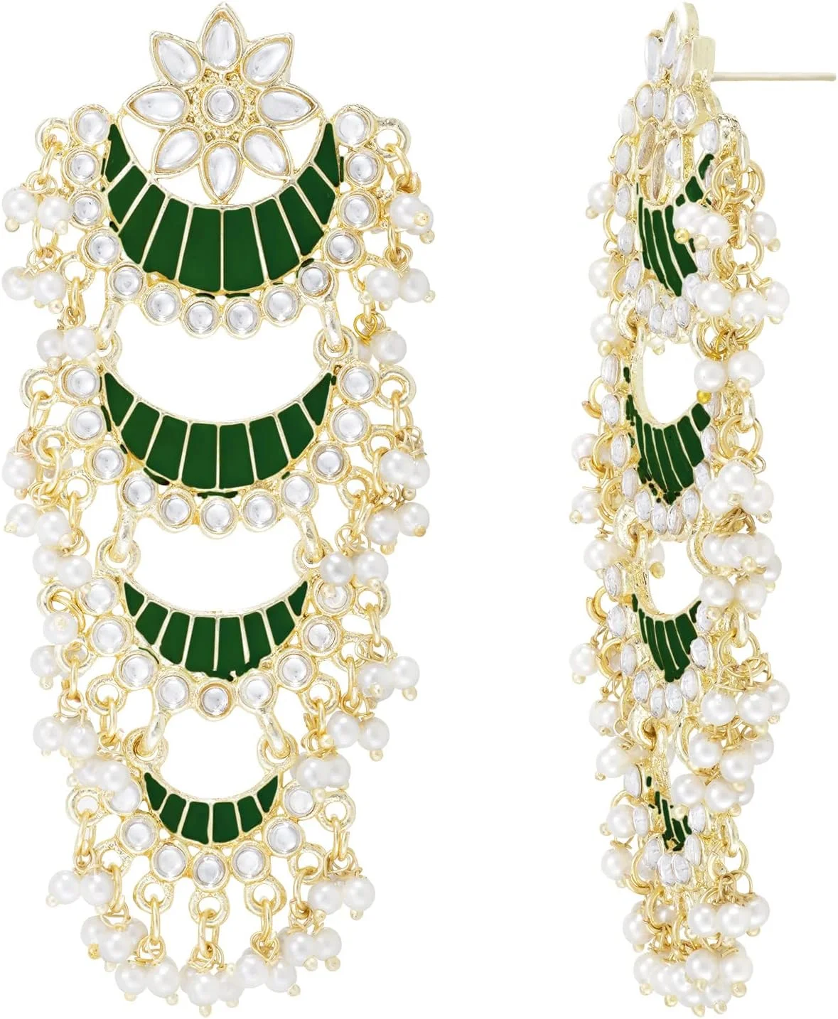 آویز گوشواره ای آهلی با مروارید مصنوعی و نگین، جواهرات سنتی هندی بالیوودی، هدیه برای زنان آویز گوشواره ای آهلی با مروارید مصنوعی و نگین، جواهرات سنتی هندی بالیوودی، هدیه برای زنان