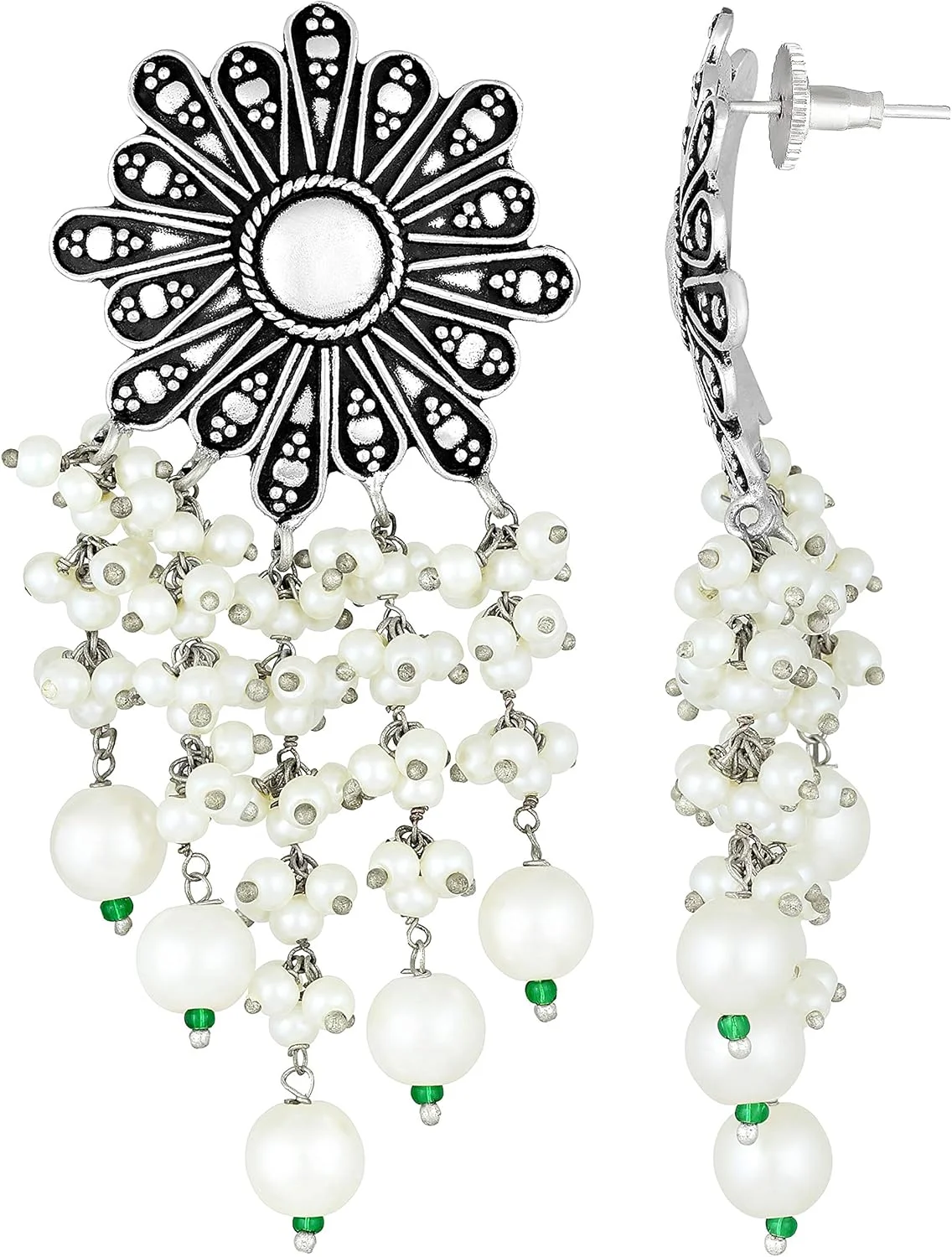 آویز گوشواره آویز دار طرح تسال با روکش اکسید شده، جواهرات قومی مد روز هندی برای زنان آویز گوشواره آویز دار طرح تسال با روکش اکسید شده، جواهرات قومی مد روز هندی برای زنان