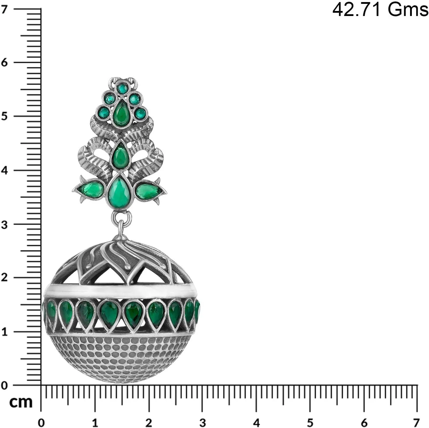 گوشواره های آویز زنانه طرح گل گرد سبز رنگ عتیقه ای با روکش نقره ای اکسید شده به سبک افغانی Aheli