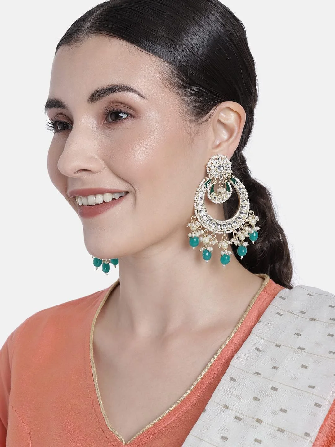 گوشواره های آویز مرواریدی چندبالی Aheli، جواهرات سنتی هندی بالیوودی برای زنان گوشواره های آویز مرواریدی چندبالی Aheli، جواهرات سنتی هندی بالیوودی برای زنان